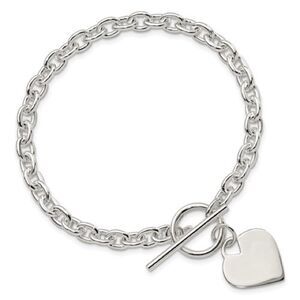 Sterling Silver Engraveable Heart Toggle Bracelet